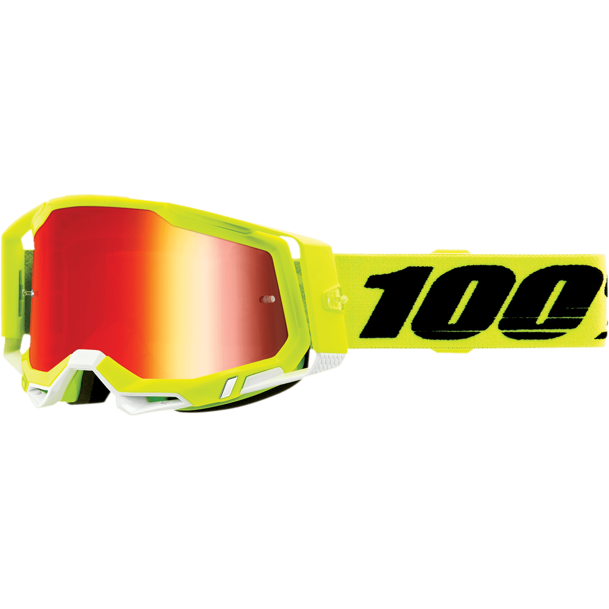 100% Racecraft 2 Goggles - Fluo Yellow - Red Mirror 50010-00004