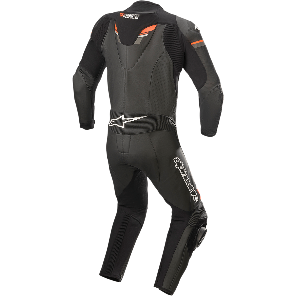 GP Force Chaser 1-Piece Leather Suit - Black/Red Fluorescent