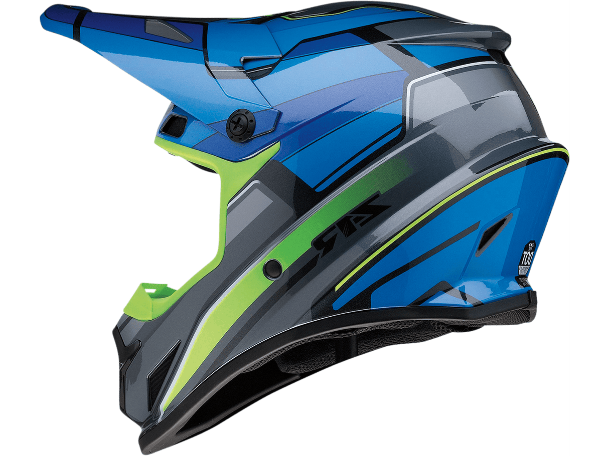 Rise MC Helmet - Blue/Hi-Viz