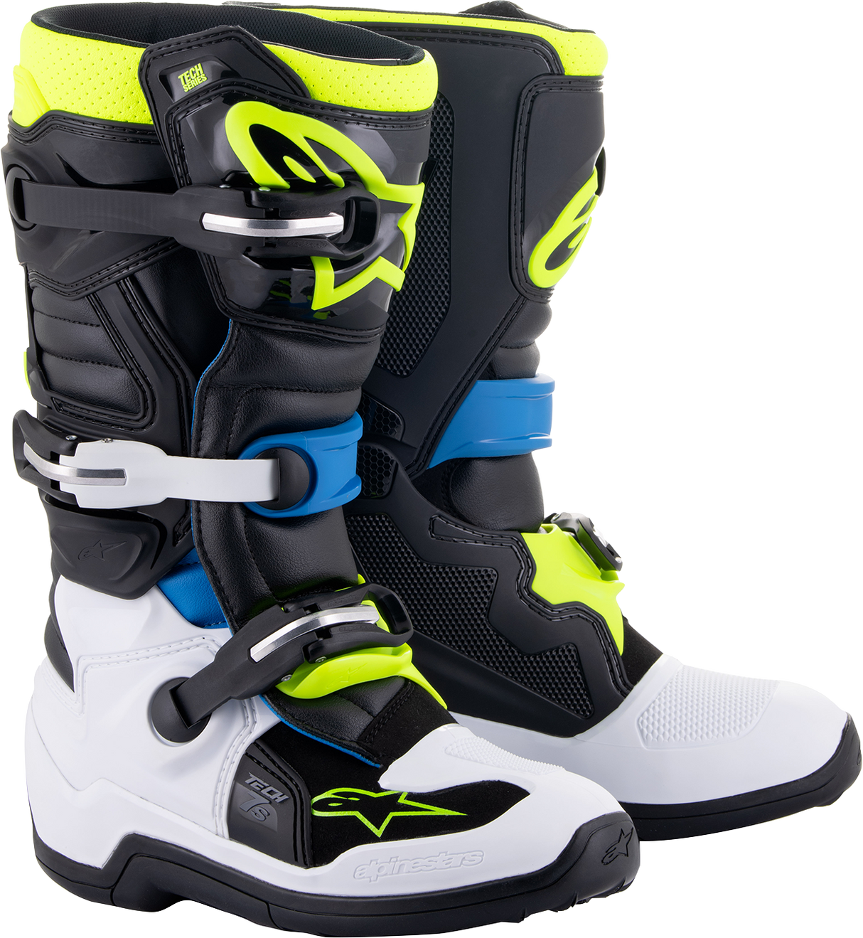 ALPINESTARS Youth Tech 7S Boots - Black/Blue/Yellow - US 6 2015017-1795-6