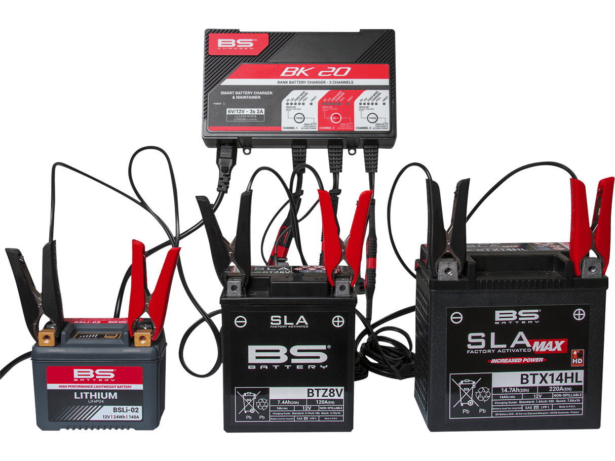 BS BATTERY Charger - BK20 - 12V - 3 x 2A 700554 - Moto Shop Service