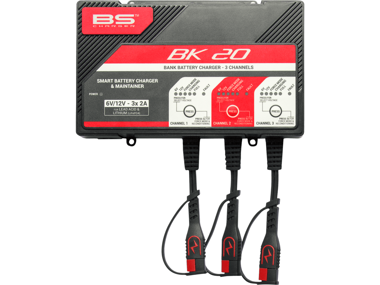 BS BATTERY Charger - BK20 - 12V - 3 x 2A 700554 - Moto Shop Service