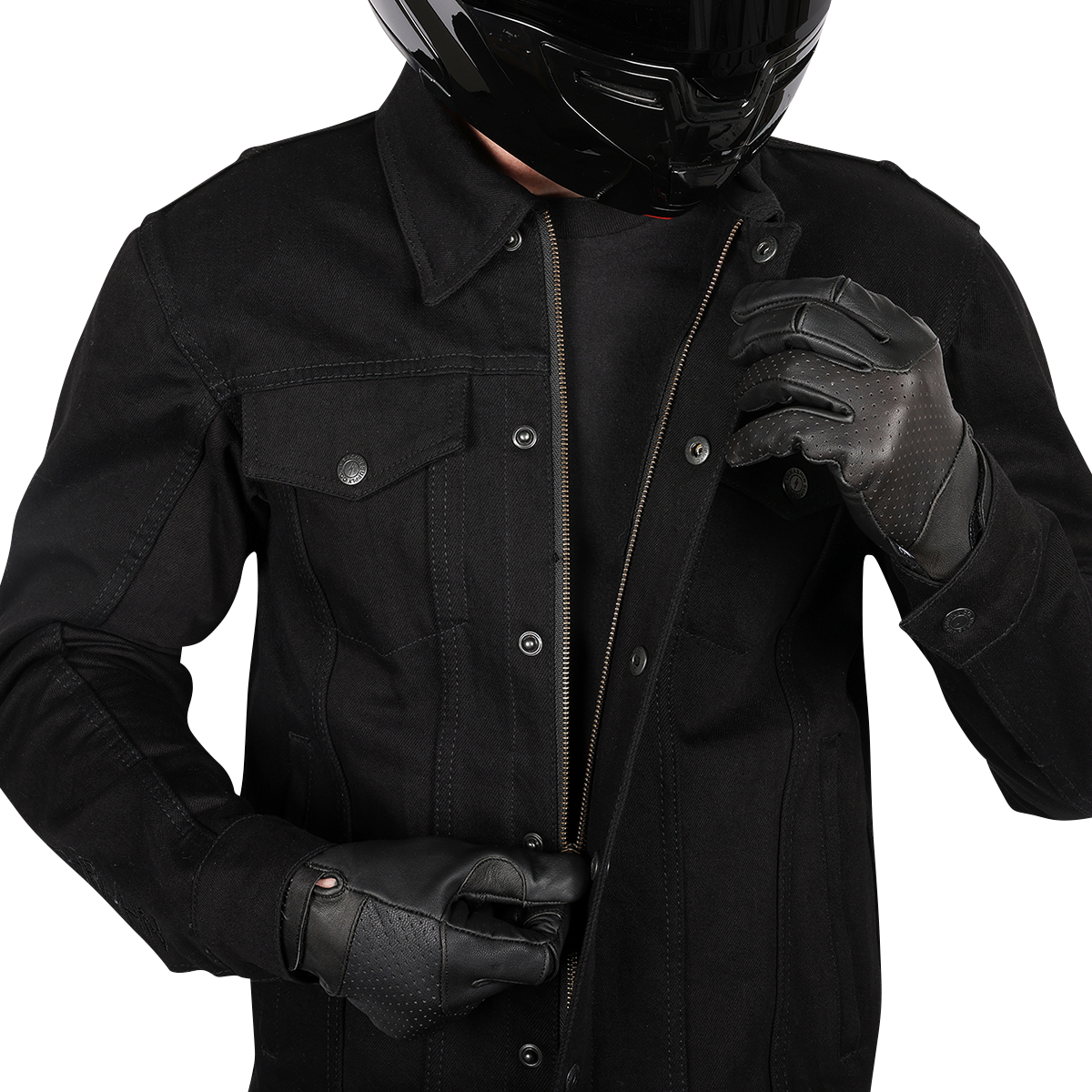 THRASHIN SUPPLY CO. Highway v2 Denim Riding Jacket - Black - Large TMJ-10-10