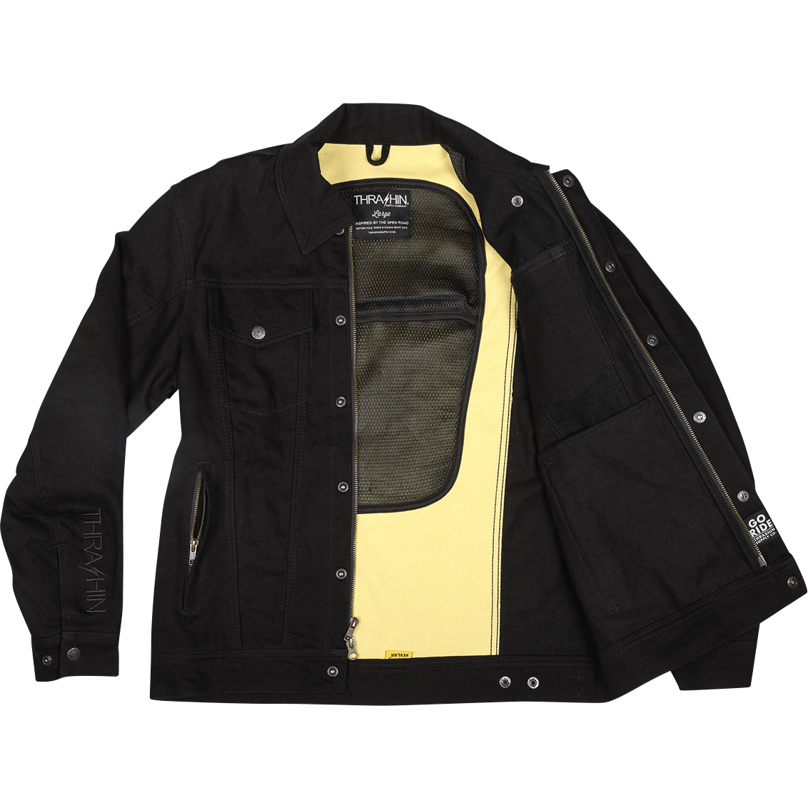 THRASHIN SUPPLY CO. Highway v2 Denim Riding Jacket - Black - Large TMJ-10-10