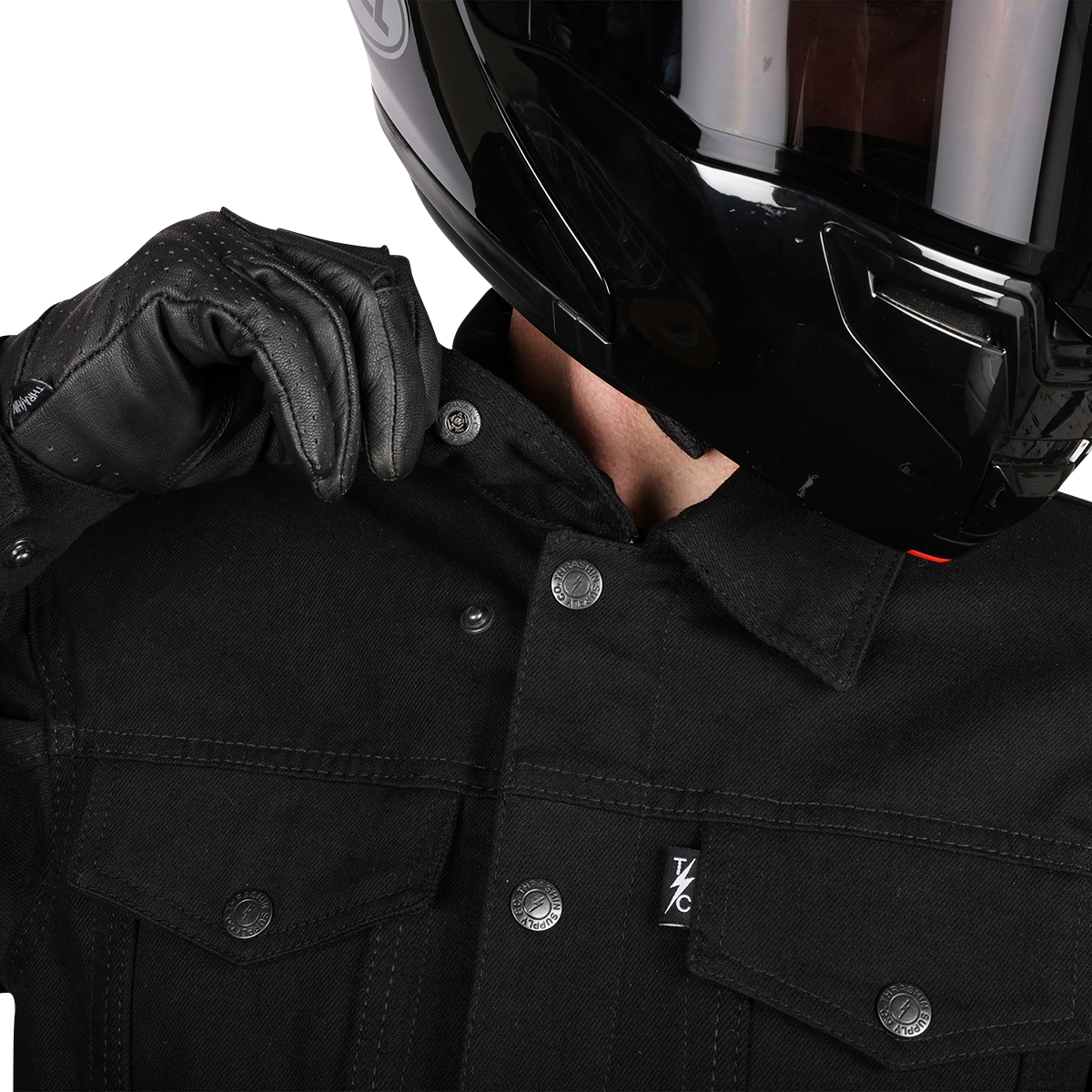 THRASHIN SUPPLY CO. Highway v2 Denim Riding Jacket - Black - Large TMJ-10-10