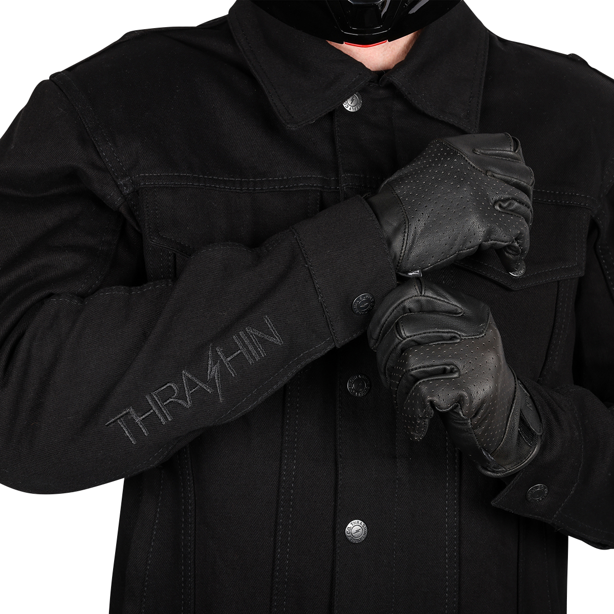 THRASHIN SUPPLY CO. Highway v2 Denim Riding Jacket - Black - Large TMJ-10-10