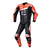 GP Plus v4 Leather Suit - Black/Red Fluo/White