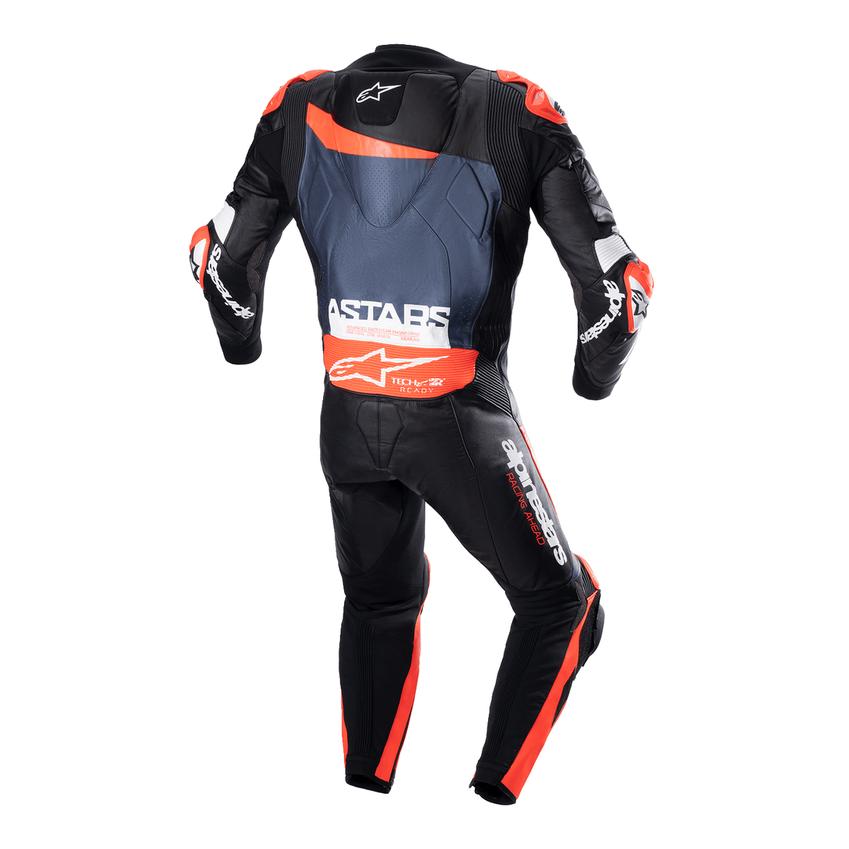 GP Plus v4 Leather Suit - Black/Red Fluo/Blue