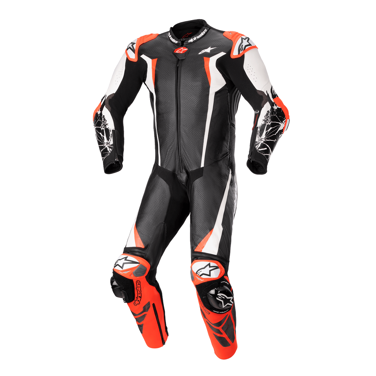 Racing Absolute v2 Leather Suit - Black/White/Red