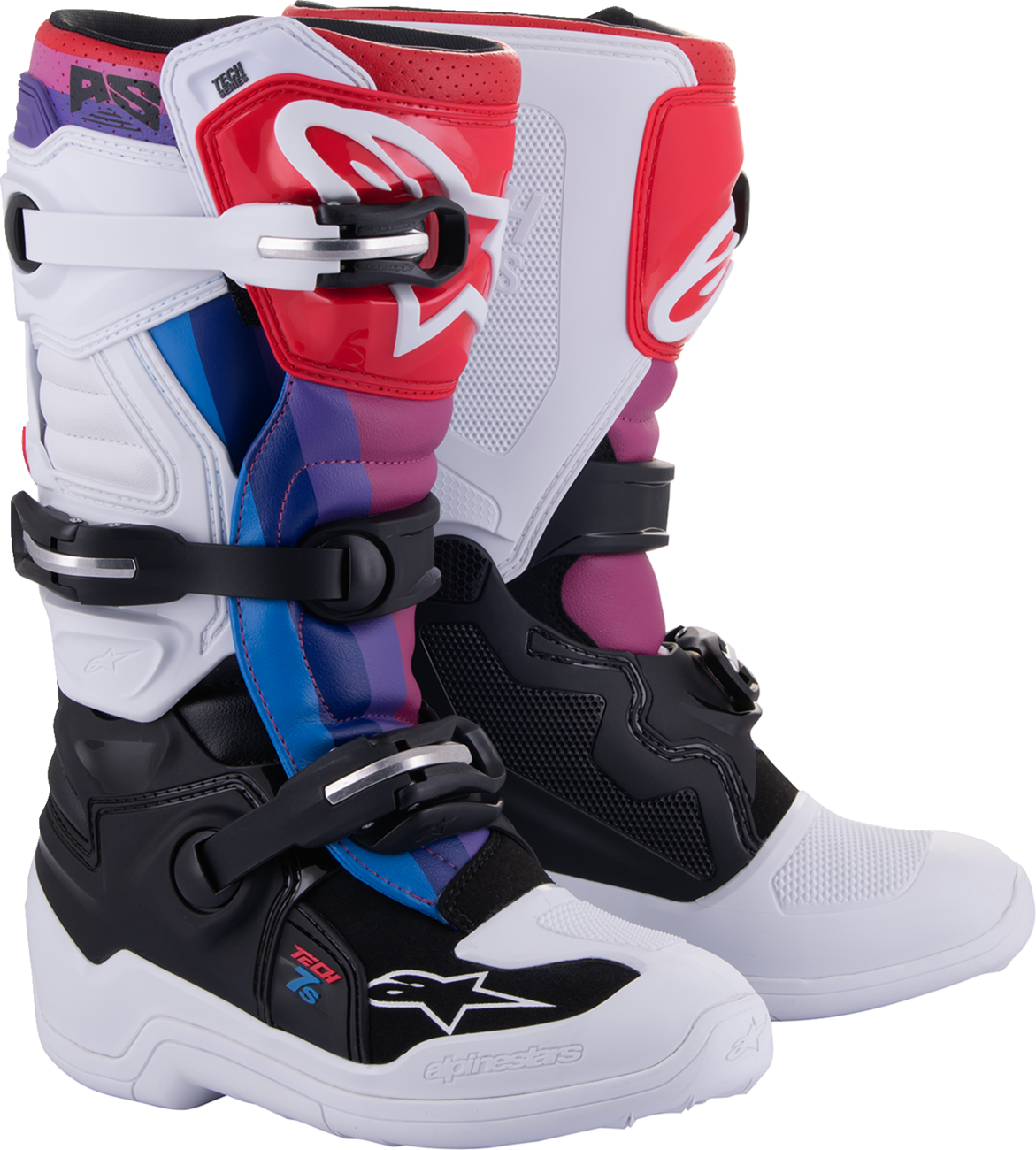 ALPINESTARS Youth Tech 7S Boots - White/Black/Rainbow - US 4 2015017-289-4