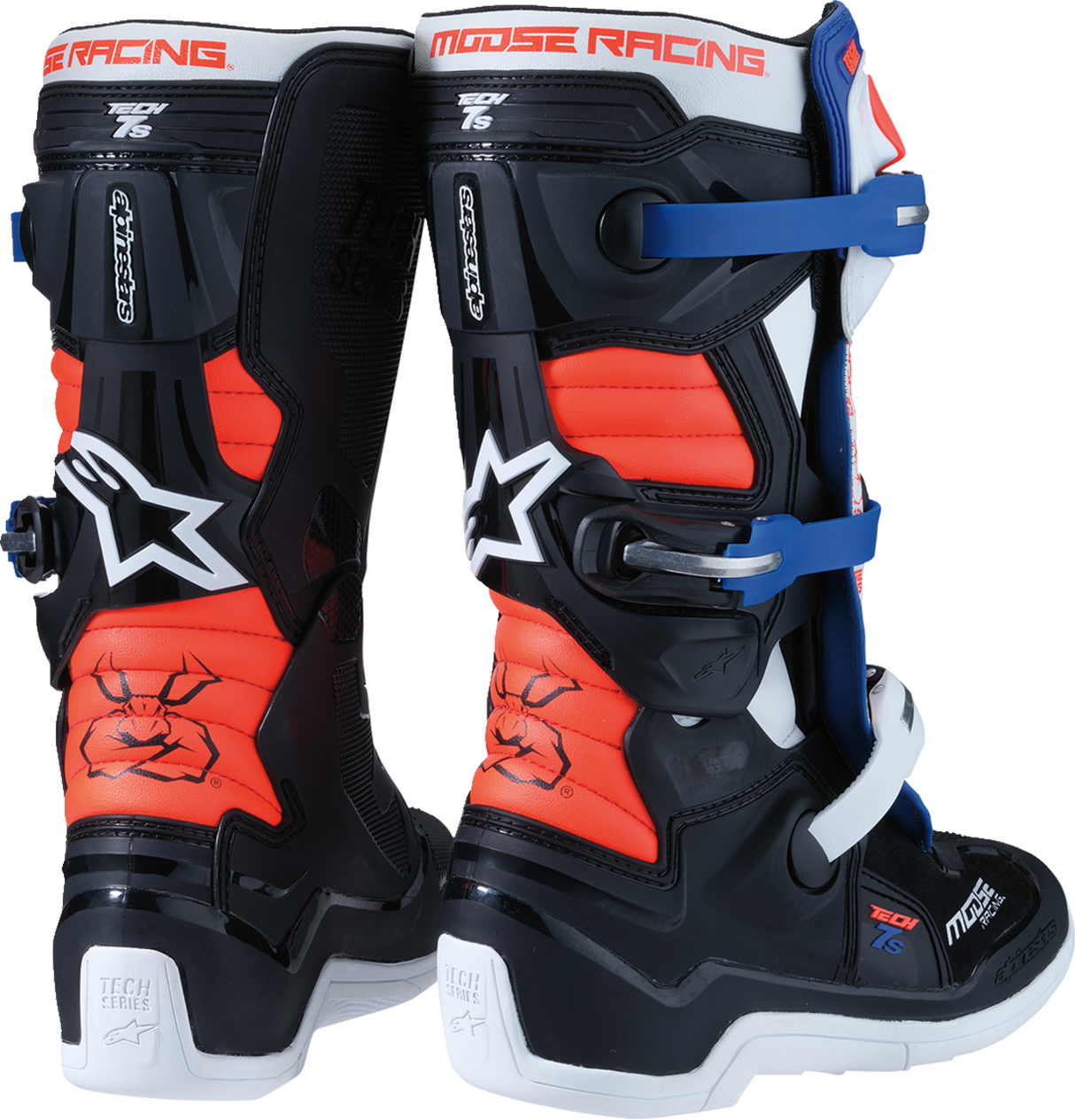 MOOSE RACING Youth Tech 7S Boots - Black/White/Red/Blue - US 4 0215024-1297-4