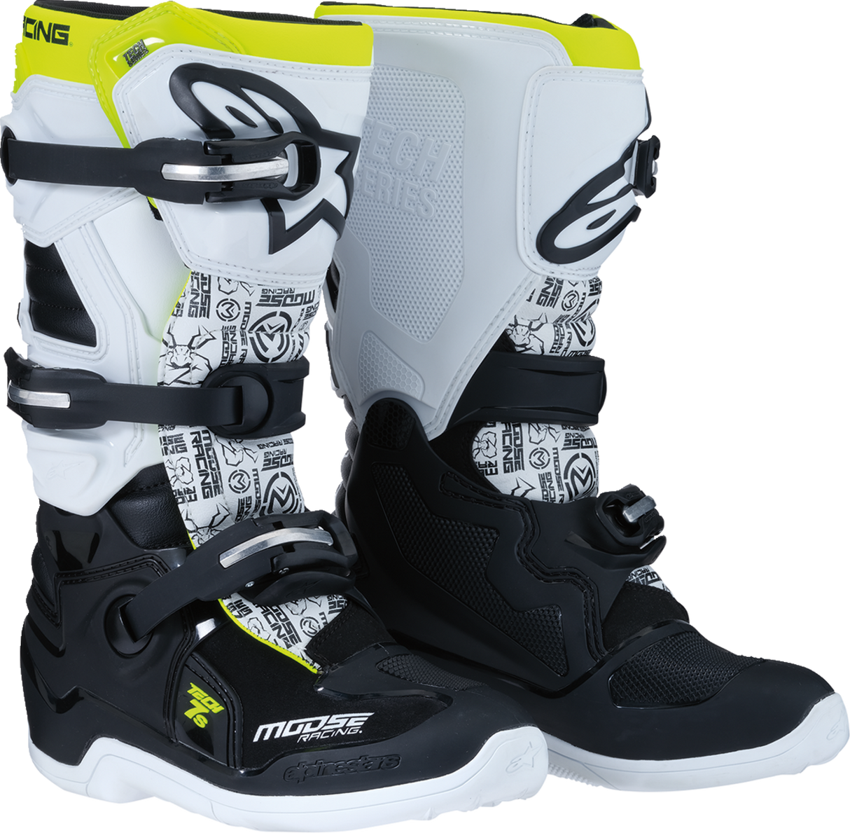 MOOSE RACING Youth Tech 7S Boots - Black/White/Yellow - US 8 0215024-125-8