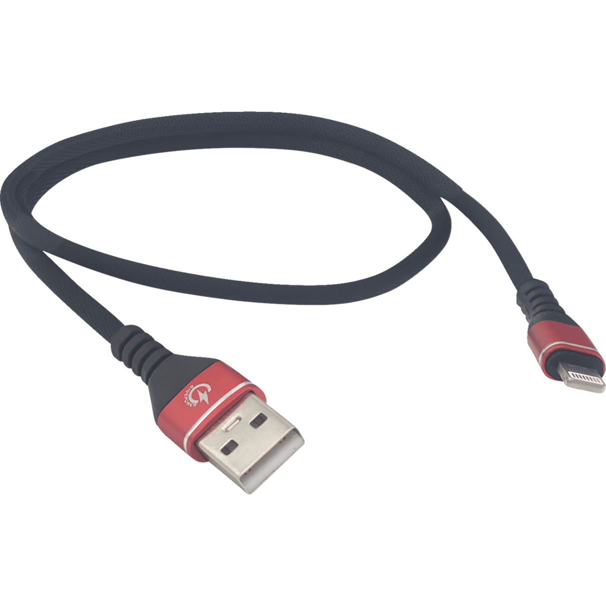 Male USB to Male Lightning Cable - Phone - Charger - 18" - Black/Red RPUSBLHT18