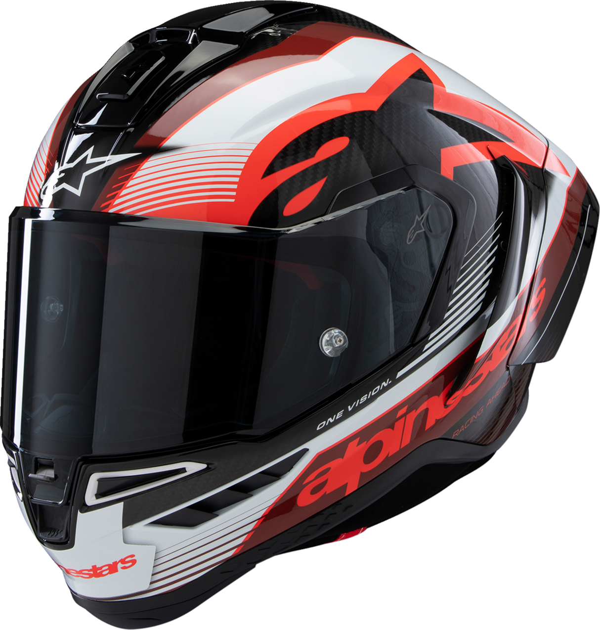 ALPINESTARS Supertech R10 Helmet - Team - Black/Carbon Red/Gloss White - Small 8200224-1352-S