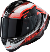 ALPINESTARS Supertech R10 Helmet - Team - Black/Carbon Red/Gloss White - Small 8200224-1352-S