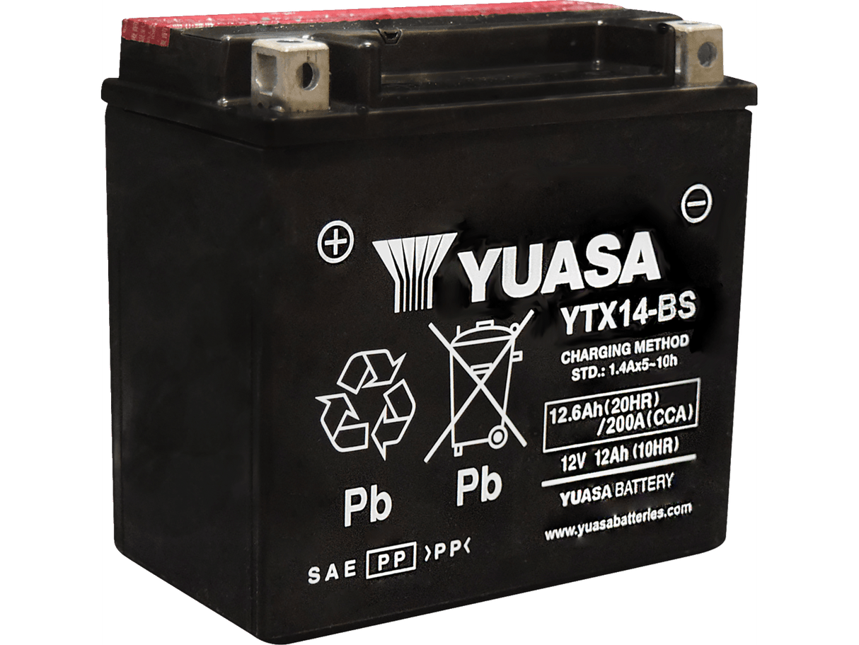 YUASA Battery - YTX14BS YUAM3RH4SIND - Moto Shop Service