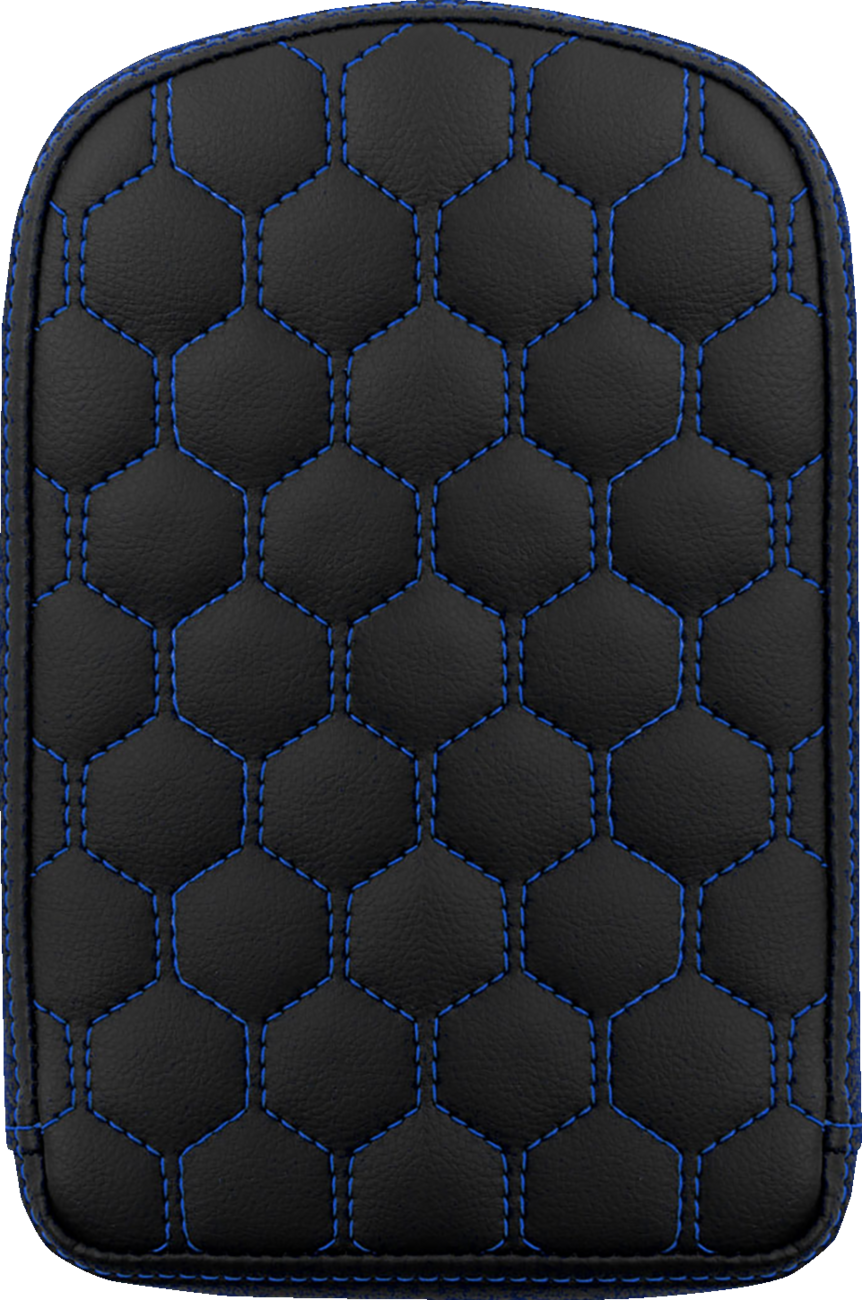 SADDLEMEN RoadSofa* Sissy Bar Pad - Honeycomb - Blue Stitching 041149BLU