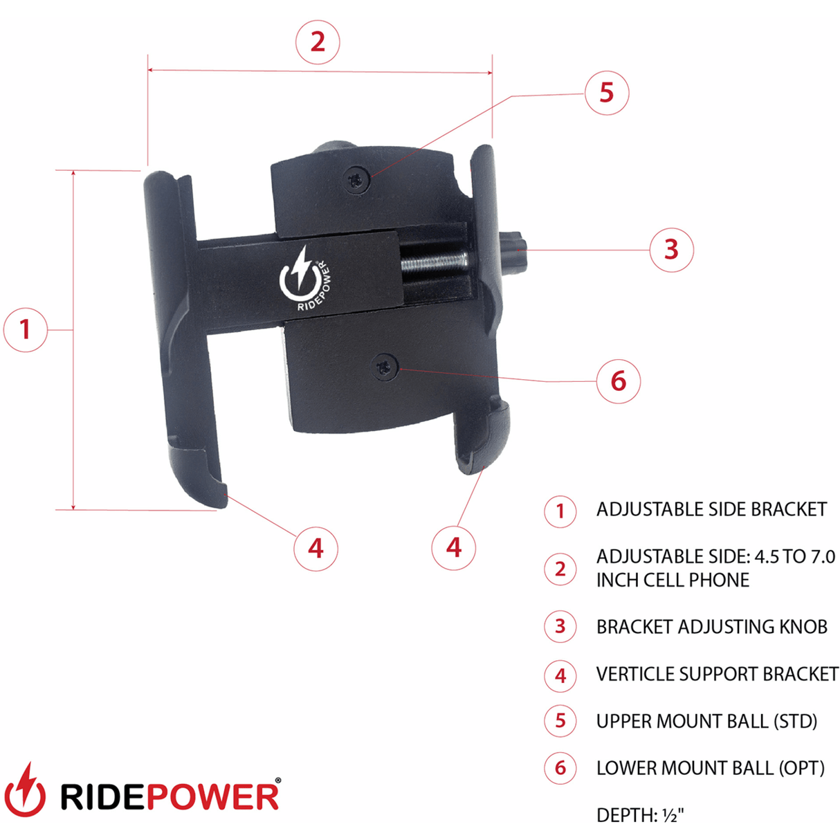 Phone Holder - Large - 1-1/2" Handlebar Mount RPMTLMOUNTLG15