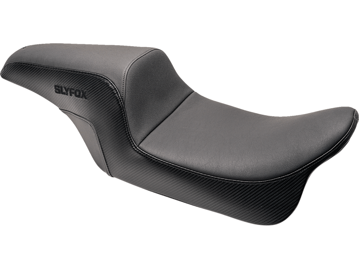 Slyfox Seat - Black Logo - Smooth Vinyl - Carbon Fiber - Dyna '06-'17