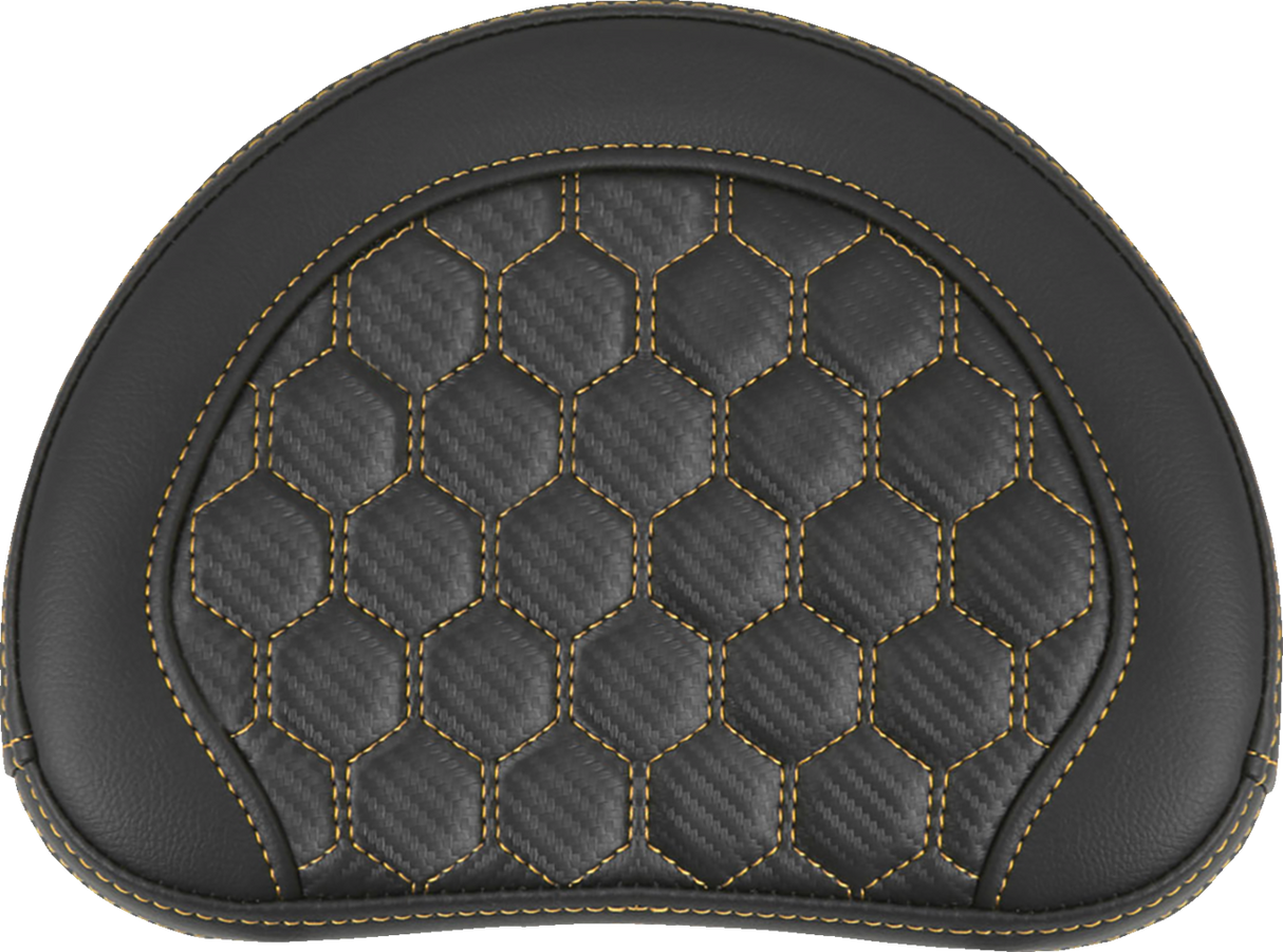 SADDLEMEN RoadSofa* Sissy Bar Pad - Honeycomb - Gold Stitching 051349GOL