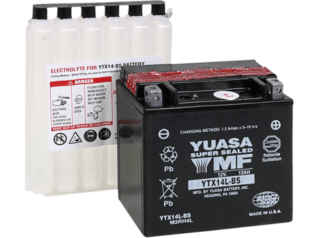 YUASA AGM Battery - YTX14L-BS - .69 L YUAM3RH4L - Moto Shop Service