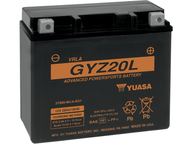 YUASA AGM Battery - GYZ20L YUAM720GZ - Moto Shop Service