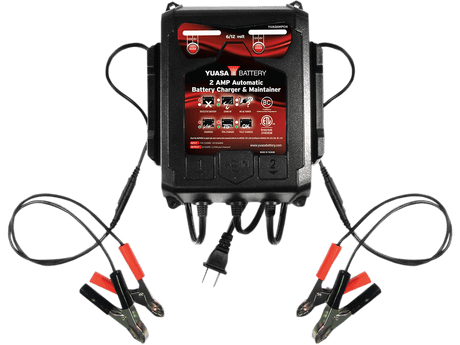 YUASA Battery Charger - 2 A - 6/12 V YUA2AMPCH - Moto Shop Service