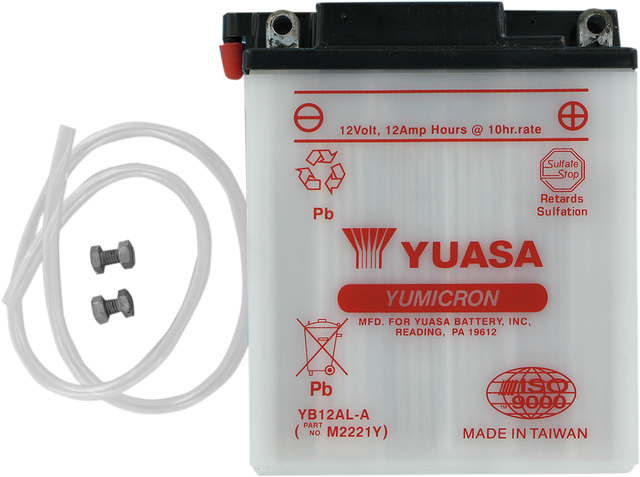 YUASA Battery - YB12AL-A YUAM2221Y - Moto Shop Service