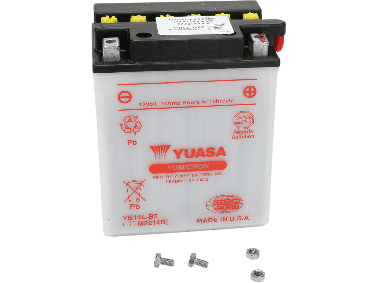 YUASA Battery - YB14L-B2 YUAM2214BIND - Moto Shop Service