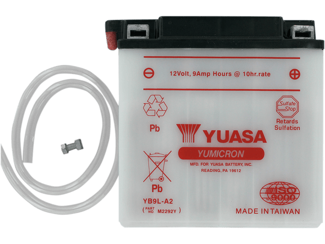 YUASA Battery - YB9L-A2 YUAM2292Y - Moto Shop Service