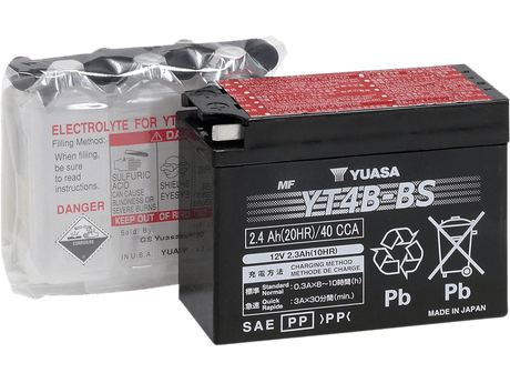 YUASA AGM Battery - YT4B-BS - .12 L YUAM62T4B - Moto Shop Service