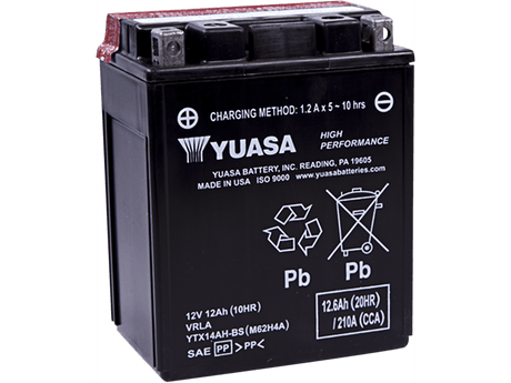 YUASA AGM Battery - YTX14AH-BS .66 L YUAM62H4A - Moto Shop Service