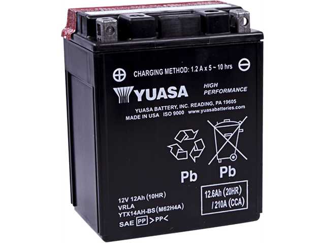 YUASA AGM Battery - YTX14AH-BS .66 L YUAM62H4A - Moto Shop Service