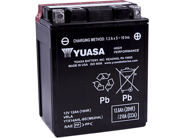 YUASA AGM Battery - YTX14AHL-BS .66 L YUAM62H4L - Moto Shop Service