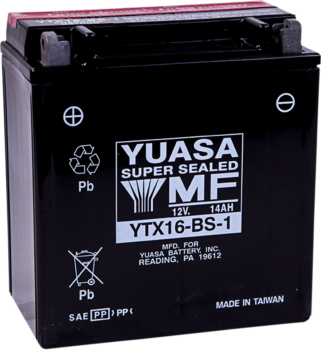 YUASA AGM Battery - YTX16-BS - .78 L YUAM32X61 - Moto Shop Service