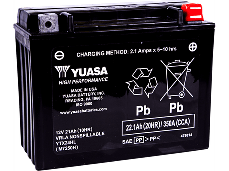 YUASA AGM Battery - YTX24HL YUAM7250H - Moto Shop Service