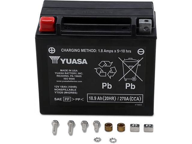 YUASA AGM Battery - YTX20 YUAM42RBS - Moto Shop Service