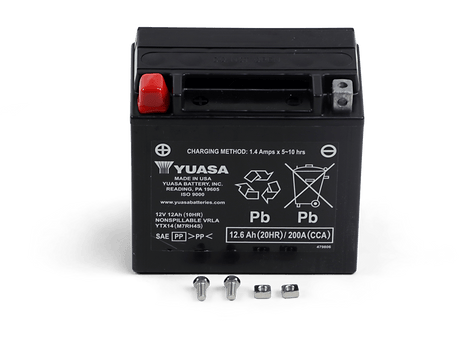 YUASA AGM Battery - YTX14 YUAM7RH4S - Moto Shop Service