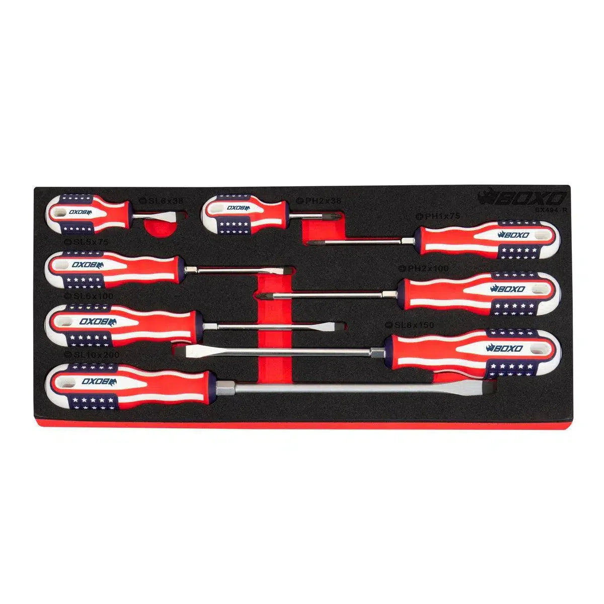 8-Piece American Flag Handle Screwdriver Set | 1/3rd EVA Foam