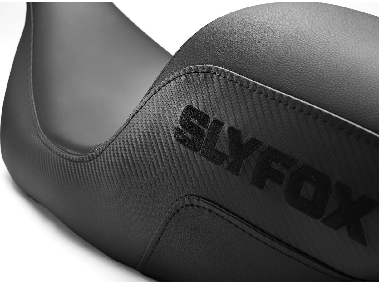 Slyfox Seat - Black Logo - Smooth Vinyl - Carbon Fiber - Dyna '06-'17