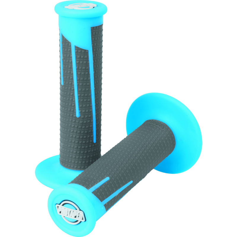 Full Diamond Clamp-On Grips - Neon Blue/Dark Gray